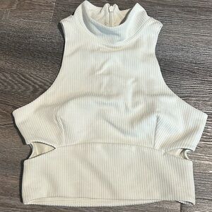 Lululemon Athletica White Ribbed Crop Top